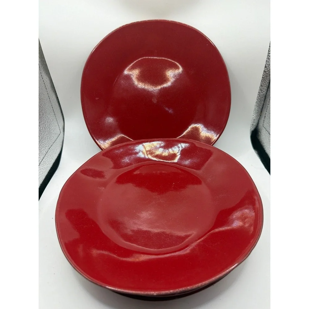 4 Crate and Barrel Marin Red Salad Plates